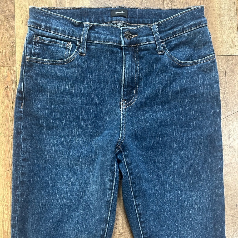 Express Bootcut Jeans Size 8 Dark Wash High Rise Stretch Denim - Picture 5 of 15